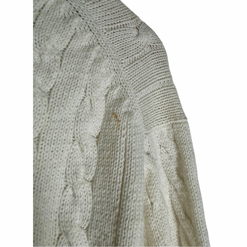 Vintage 70s Puritan Rod Laver Tenniswear Cable Knit Sweater Preppy‎ White XL - Picture 4 of 4